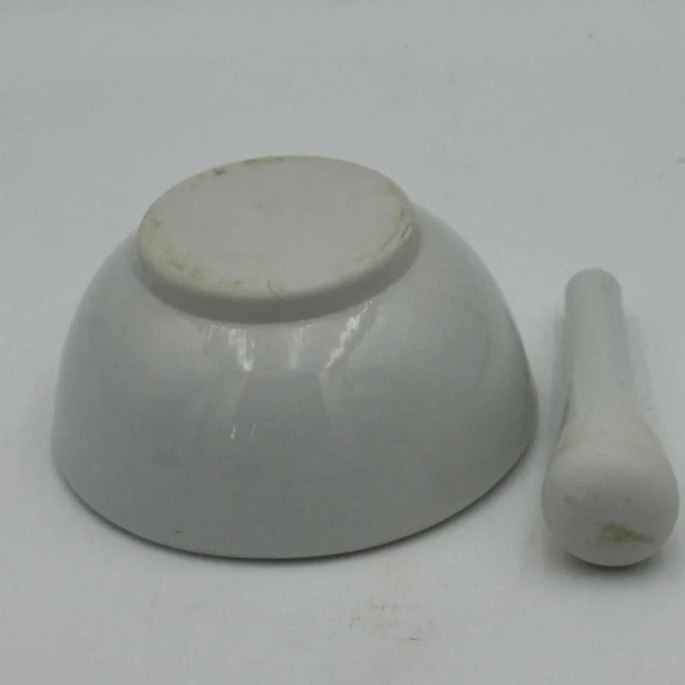 White Porcelain Mortar and Pestle Set with Pour Spout Ceramic Herb Grinder